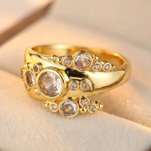 Private Label Gold Crystal Cluster Ring